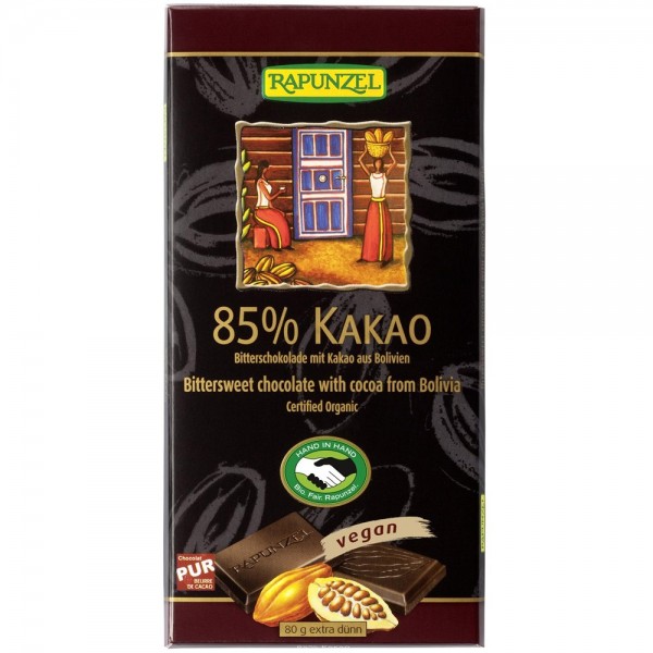 Ciocolata amaruie 85 % cacao VEGANA bio Rapunzel